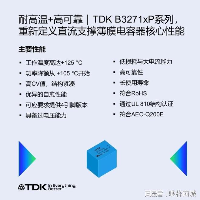 TDKB3271xP系列直流支撑薄膜电容器适配汽车与工业严苛工况(图2)